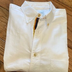 Mens Paul Smith button down white artist stripe shirt size large made in Italy